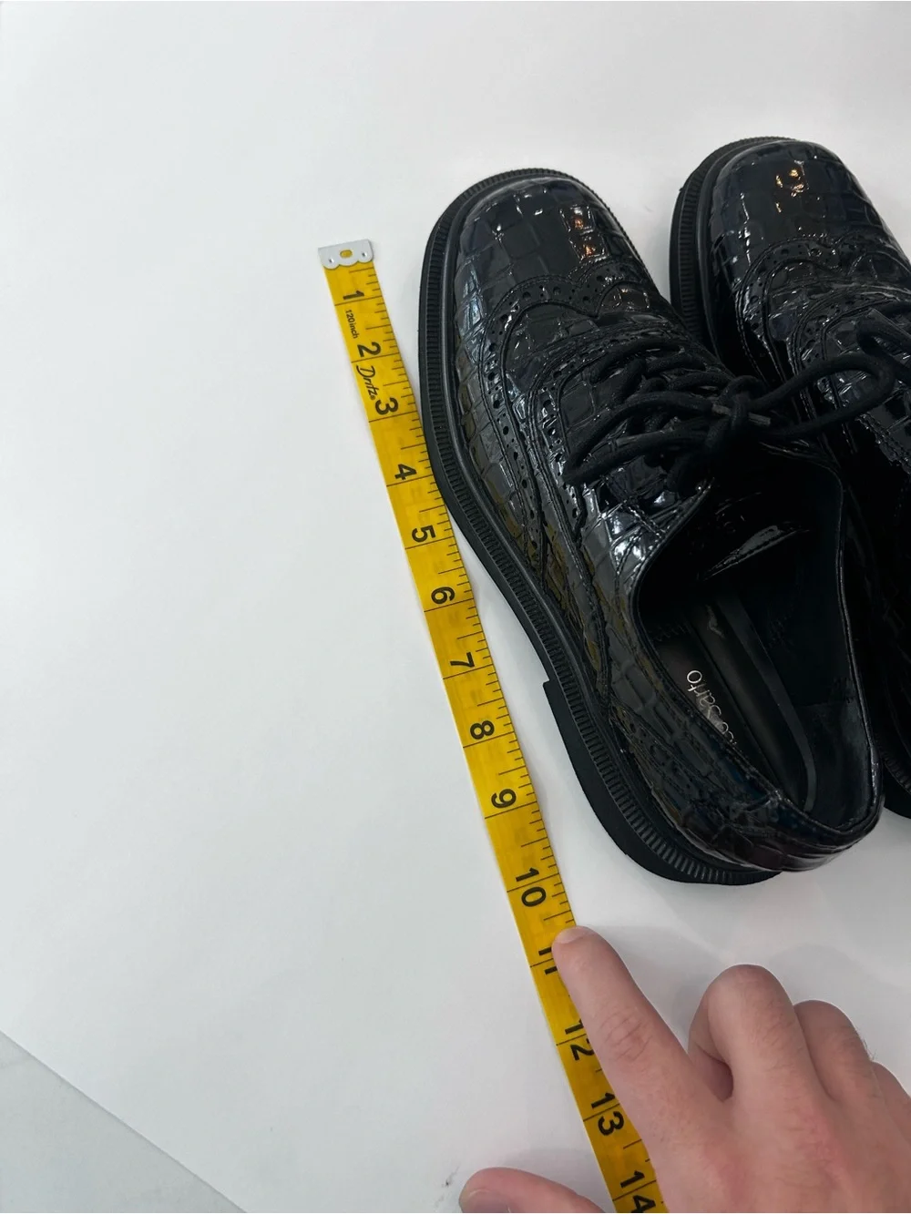 Franco Sarto Black Croc-Embossed Derby Lace-Up Shoes
